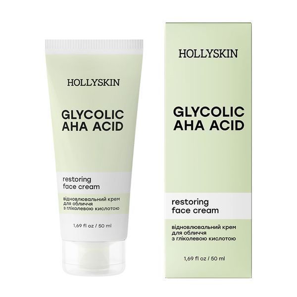 Крем із делікатною AHA-ексфоліацією HOLLYSKIN Glycolic AHA Acid з гліколевою кислотою 50мл 1780765314635 фото