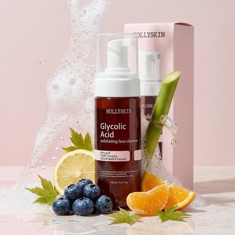 Відлущувальна пінка для обличчя HOLLYSKIN Glycolic Acid з гліколевою кислотою та екстрактом кленового соку 150 мл 1780767358647 фото